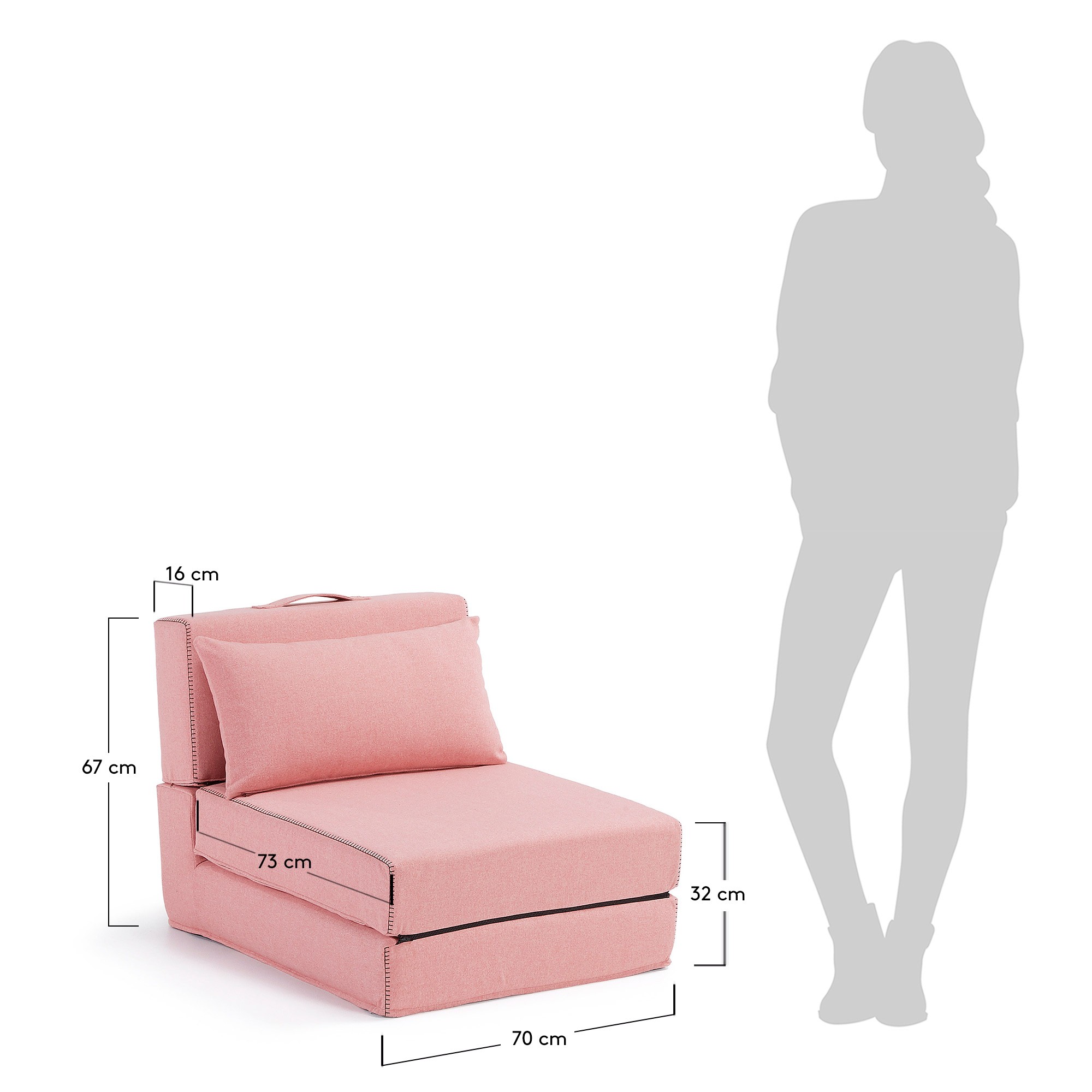 Fotel Arty rozkładany pink