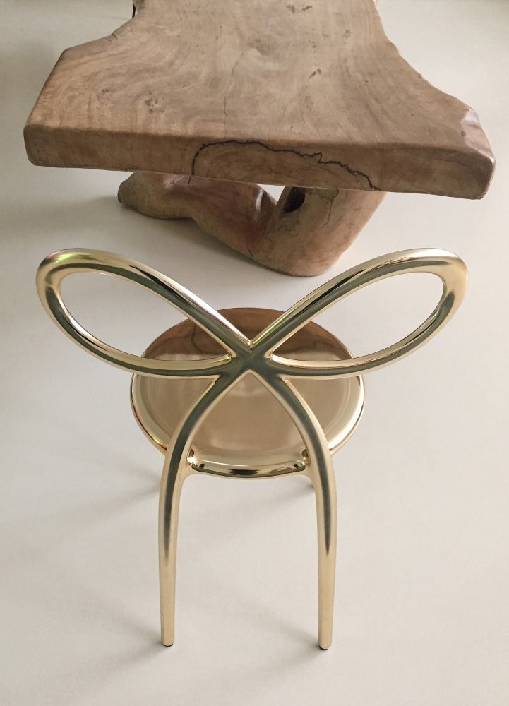 Krzesło Ribbon, metalowe złote
