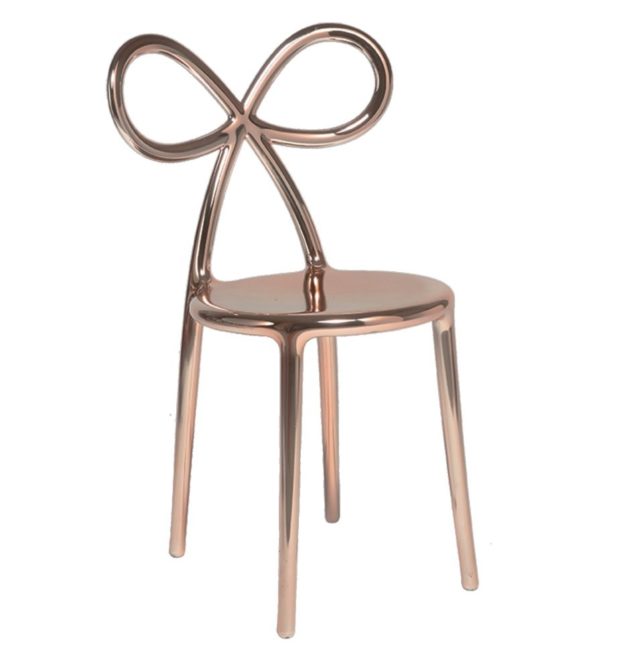 Krzesło Ribbon, metalowe różowe złoto