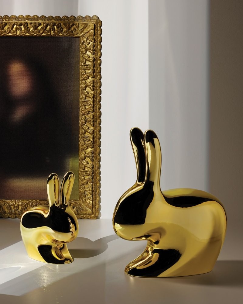 Krzesło Rabbit, złoty miedziany