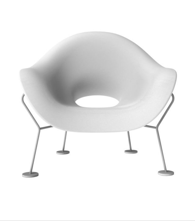 Fotel Pupa, biało-chromowany
