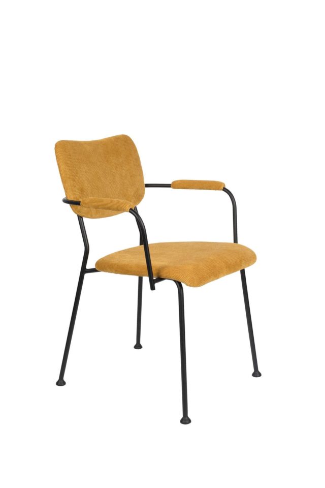 Krzesło z podłokietnikami Benson, musztardowe