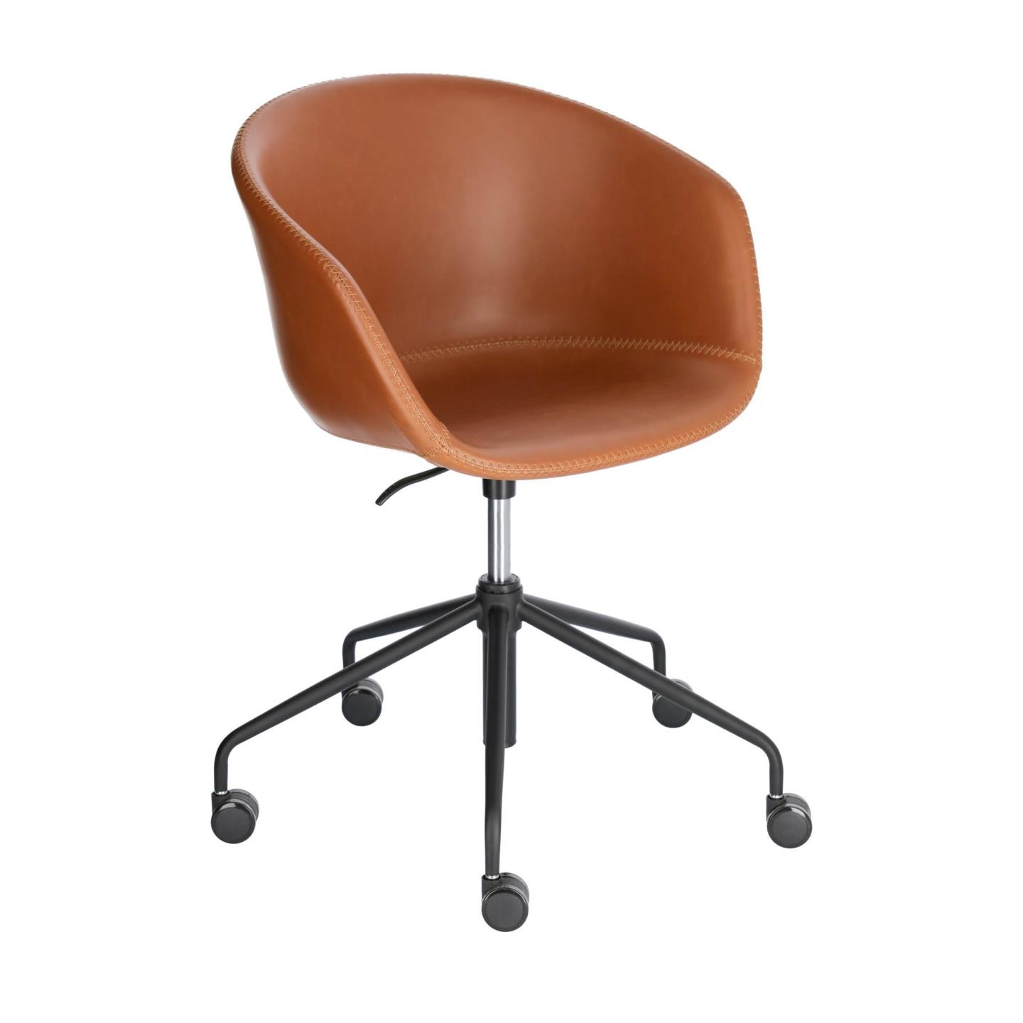 Krzesło biurowe Zadine, brązowe skórzane