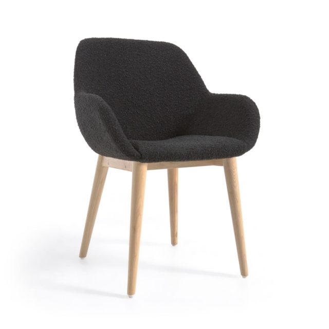 Krzesło Konna, czarne, nogi drewniane