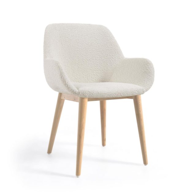 Krzesło Konna, białe, nogi drewniane