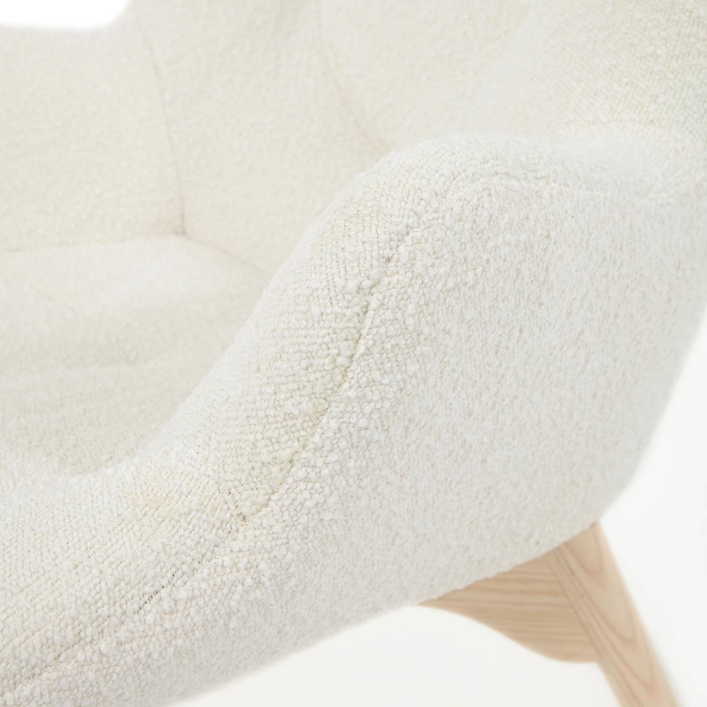 Fotel Knut biały drewno jesionowe