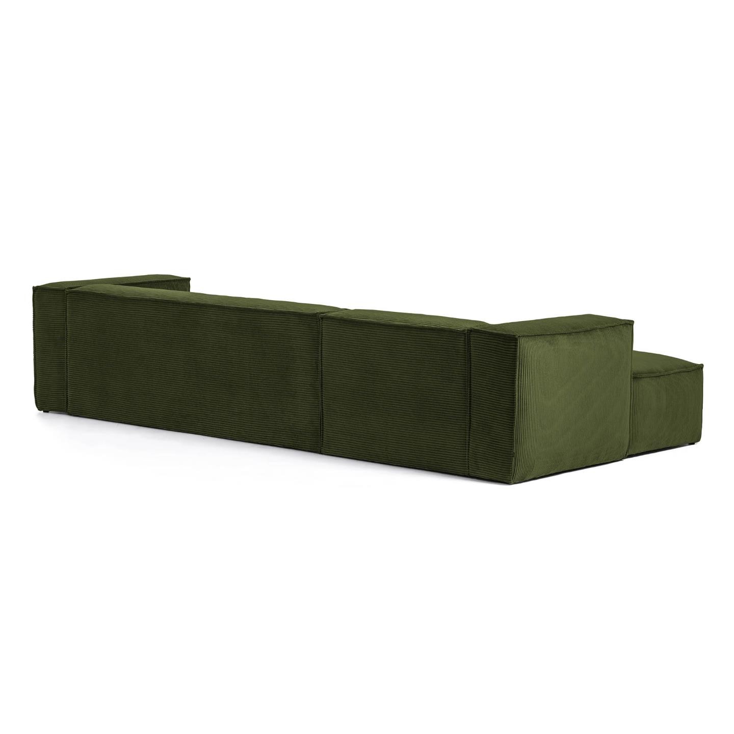 Sofa Blok 4-osobowa z szezlongiem, zielona