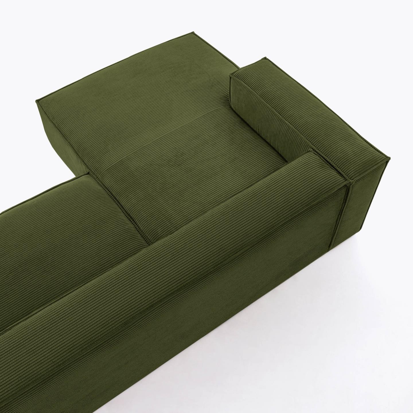Sofa Blok 2-osobowa z szezlongiem lewostronnym, zielona