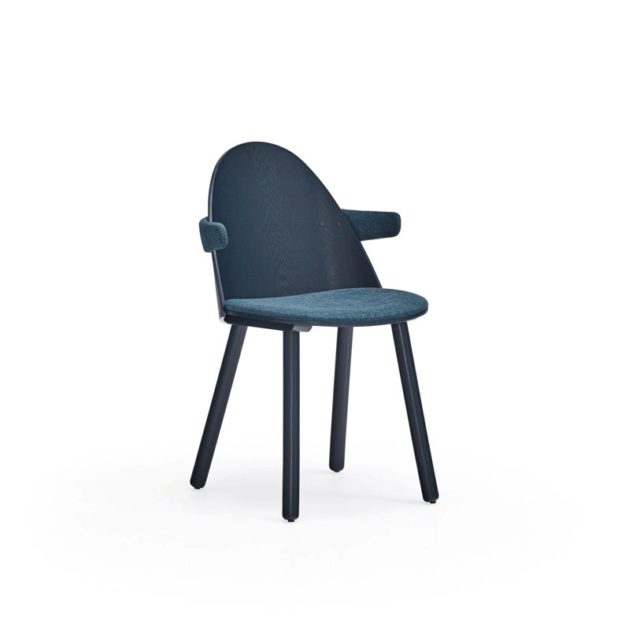 Krzesło tapicerowane Uma z podłokietnikami niebieskie