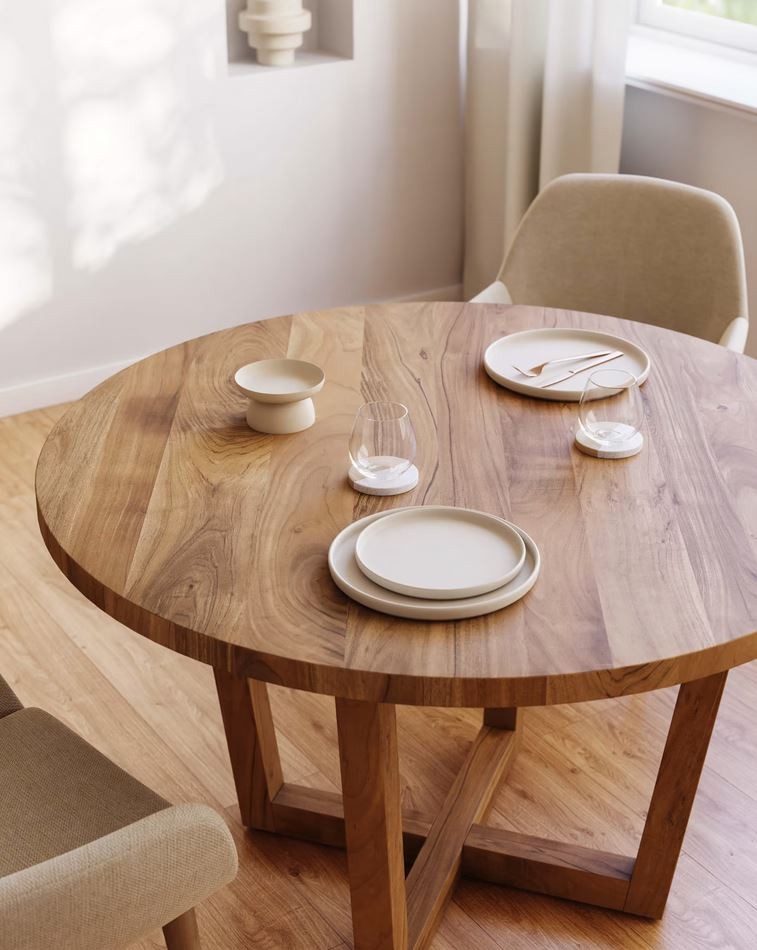 Okrągły stół Nahla z litego drewna akacjowego 120 cm