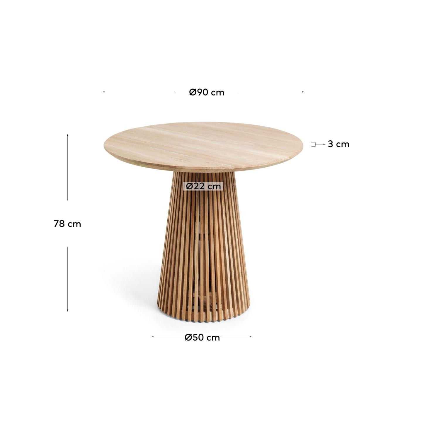Stół Jeanette okrągły z litego drewna tekowego Ø 90 cm