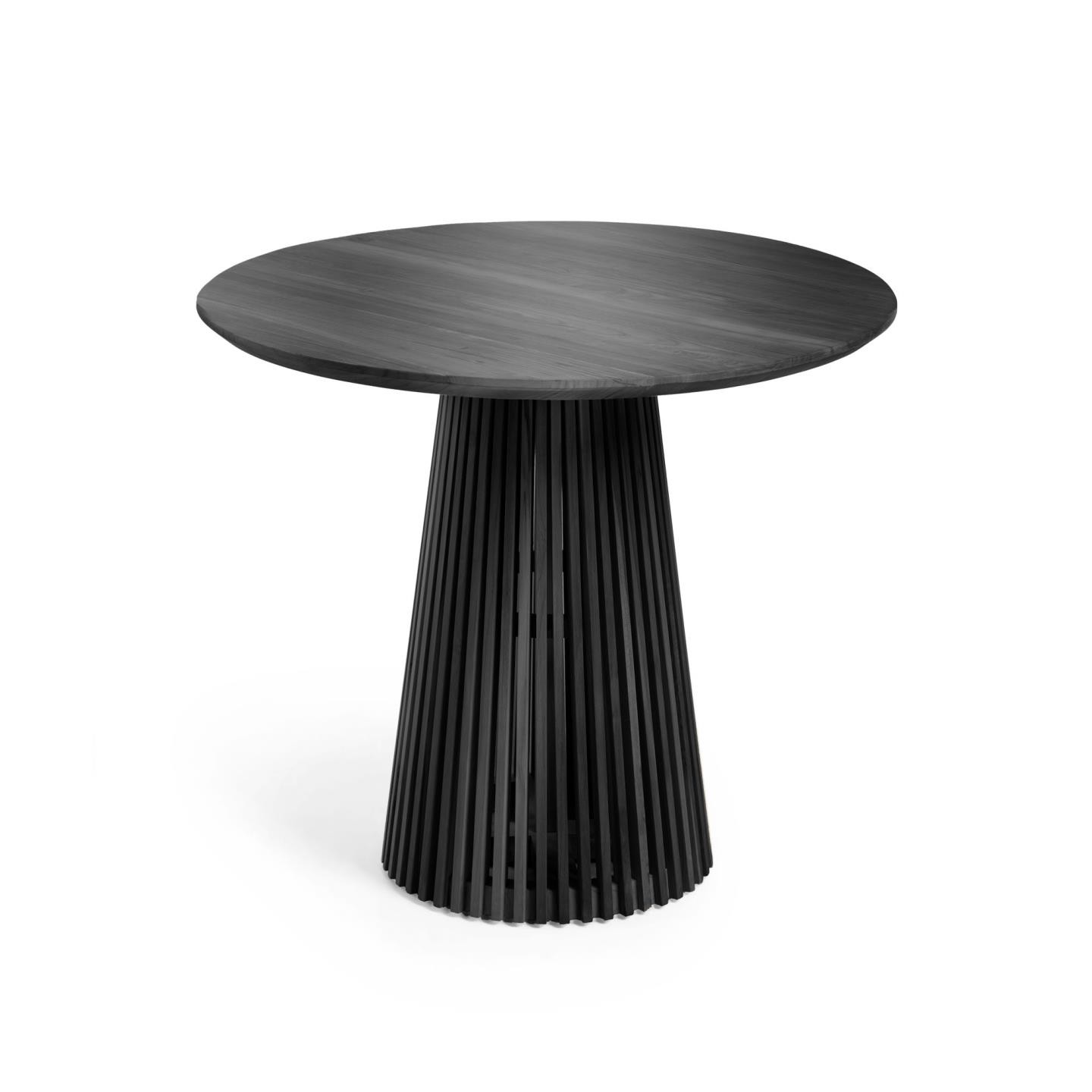 Stół Jeanette okrągły z litego drewna mindi czarny Ø 90 cm