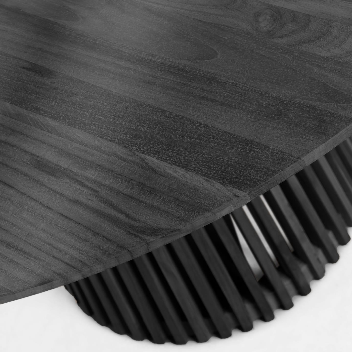 Stół Jeanette okrągły z litego drewna mindi czarny Ø 90 cm