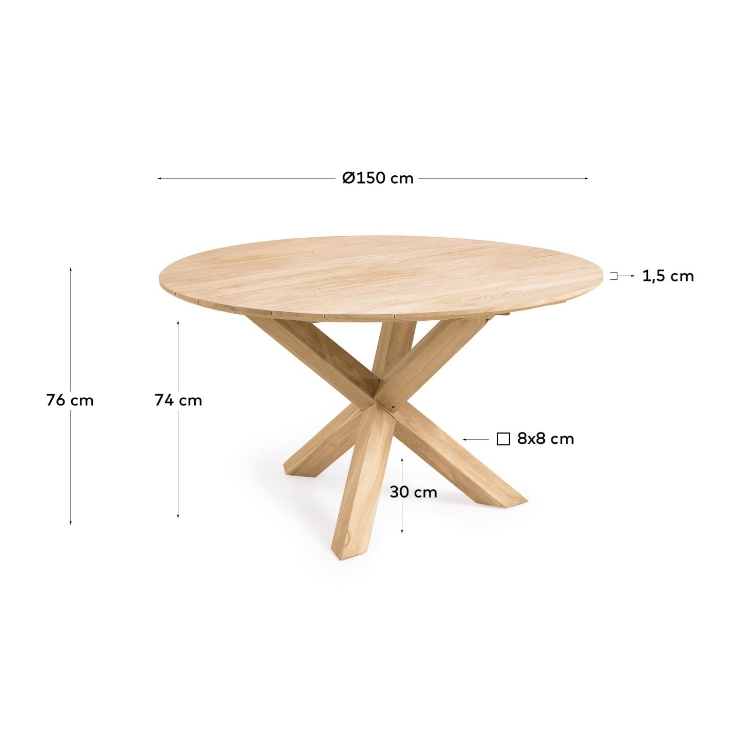 Okrągły stół Teresinha z litego drewna tekowego 150 cm