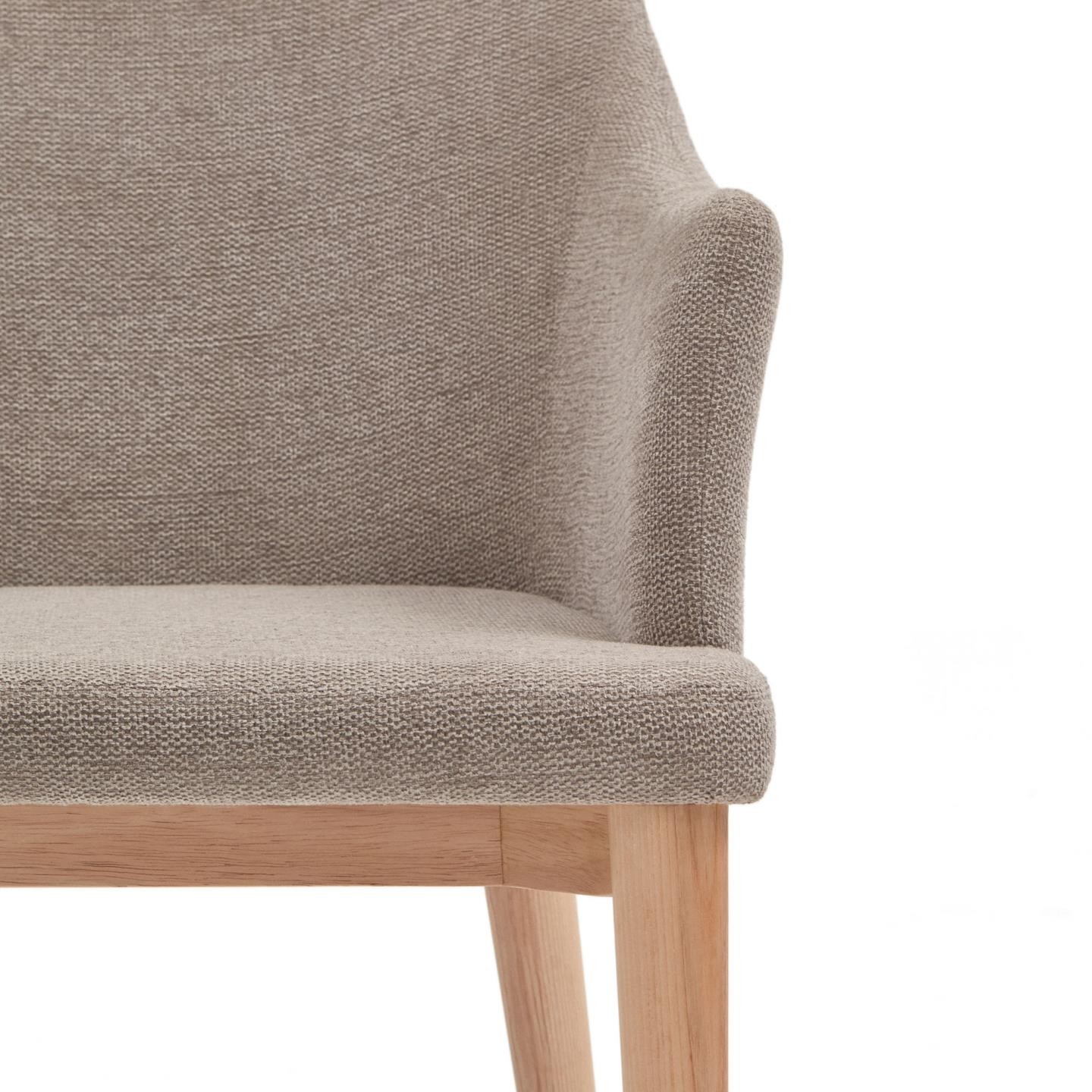Krzesło Croft brązowa szenila i nogi z litego drewna jesionowego